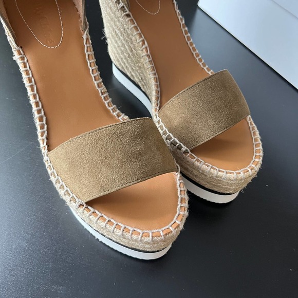NEW See By Chloe Espadrille Wedges Sandals in Khaki - Picture 4 of 10